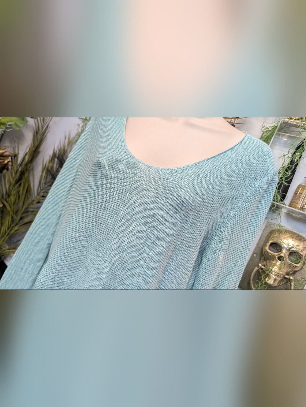 Old Navy Blue Ribbed Side Slit Sweater MD